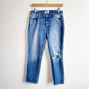PAIGE Brigitte Medium Wash Distressed Slim Straight Jeans Women’s Size 28